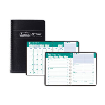 Express Track Recycled Weekly Appointment Book/monthly Planner, 8 X 5, Black Cover, 13-month (jan To Jan): 2023 To 2024