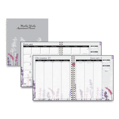 Recycled Wild Flower Weekly/monthly Planner, Wild Flowers Artwork, 9 X 7, Gray/white/purple Cover, 12-month (jan-dec): 2023