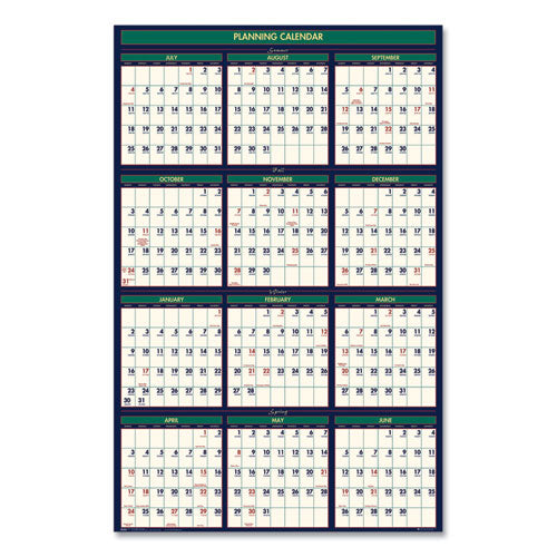 Four Season Erasable Business/academic Recycled Wall Calendar, 24 X 37, 12-month(july-june):2022-2023, 12-month(jan-dec):2023