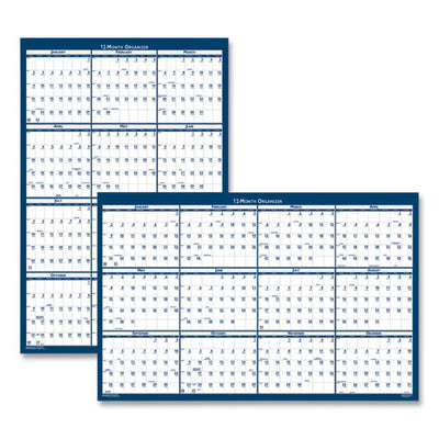 Recycled Poster Style Reversible/erasable Yearly Wall Calendar, 32 X 48, White/blue/gray Sheets, 12-month (jan To Dec): 2023