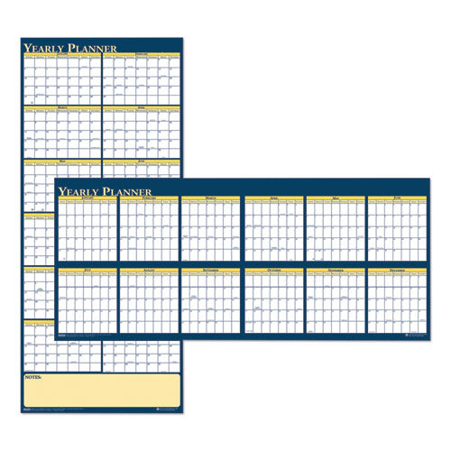 Recycled Reversible Yearly Wall Planner, 60 X 26, White/blue/yellow Sheets, 12-month (jan To Dec): 2023