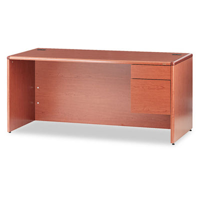 10700 Series "l" Workstation Desk With Three-quarter Height Pedestal On Right, 66" X 30" X 29.5", Mahogany