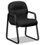 Pillow-soft 2090 Series Guest Arm Chair, Leather Upholstery, 31.25" X 35.75" X 36", Black Seat, Black Back, Black Base