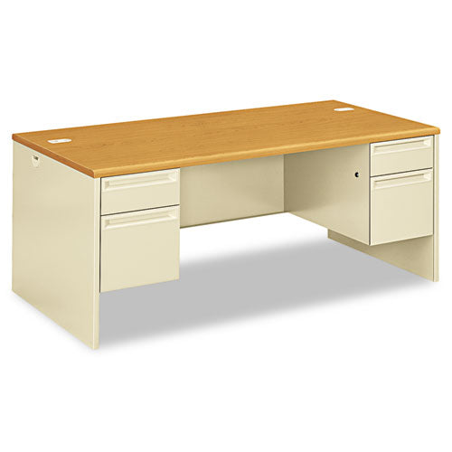 38000 Series Double Pedestal Desk, 72" X 36" X 29.5", Harvest/putty
