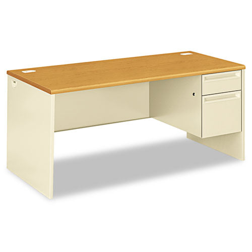 38000 Series Right Pedestal Desk, 66" X 30" X 29.5", Mahogany/charcoal