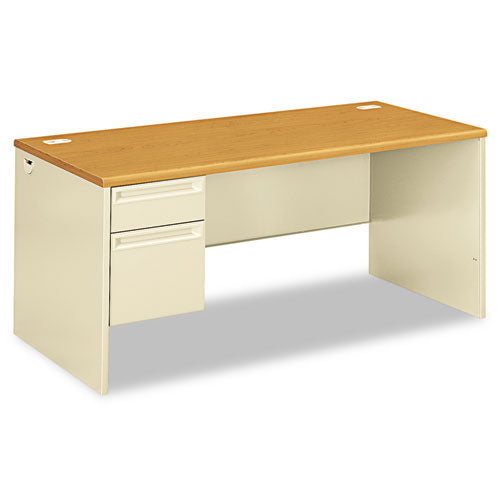 38000 Series Left Pedestal Desk, 66" X 30" X 29.5", Harvest/putty