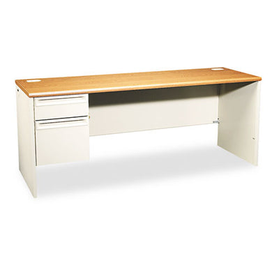 38000 Series Left Pedestal Credenza, 72w X 24d X 29.5h, Mahogany/charcoal