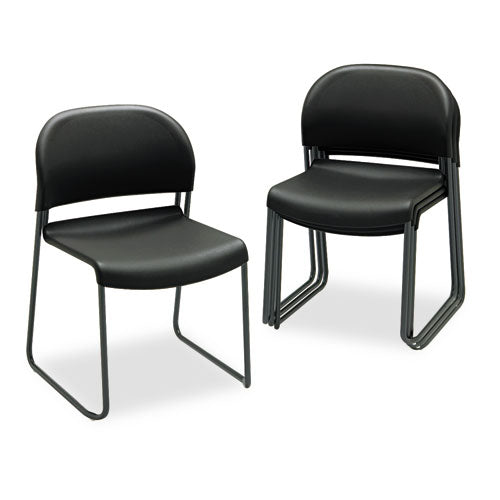 Gueststacker High Density Chairs, Supports 300 Lb, 17.5" Seat Height, Mulberry Seat, Mulberry Back, Black Base, 4/carton