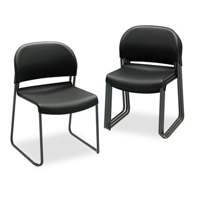 Gueststacker High Density Chairs, Supports 300 Lb, 17.5" Seat Height, Mulberry Seat, Mulberry Back, Black Base, 4/carton