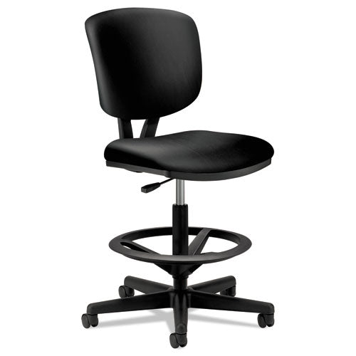 Volt Series Leather Adjustable Task Stool, Supports Up To 275 Lb, 22.88" To 32.38" Seat Height, Black