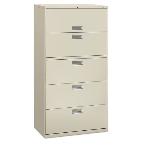 Brigade 600 Series Lateral File, 4 Legal/letter-size File Drawers, 1 Roll-out File Shelf, Light Gray, 36" X 18" X 64.25"
