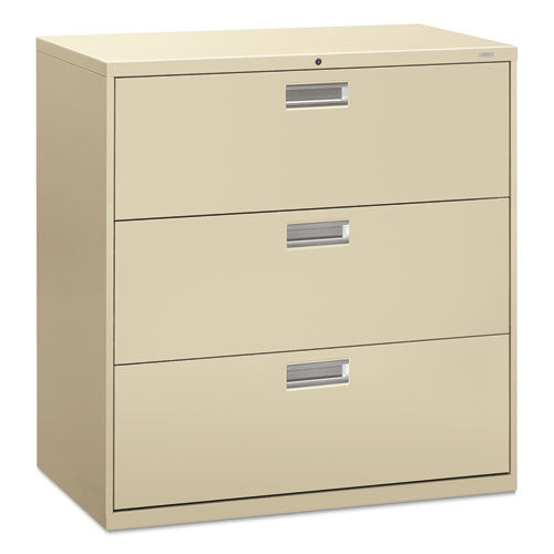 Brigade 600 Series Lateral File, 3 Legal/letter-size File Drawers, Putty, 42" X 18" X 39.13"
