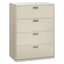 Brigade 600 Series Lateral File, 4 Legal/letter-size File Drawers, Light Gray, 42" X 18" X 52.5"