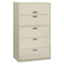 Brigade 600 Series Lateral File, 4 Legal/letter-size File Drawers, 1 Roll-out File Shelf, Light Gray, 42" X 18" X 64.25"