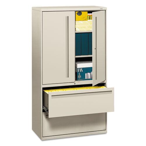 Brigade 700 Series Lateral File, Three-shelf Enclosed Storage, 2 Legal/letter-size File Drawers, Gray, 36" X 18" X 64.25"