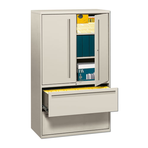 Brigade 700 Series Lateral File, Three-shelf Enclosed Storage, 2 Legal/letter-size File Drawers, Charcoal, 42" X 18" X 64.25"