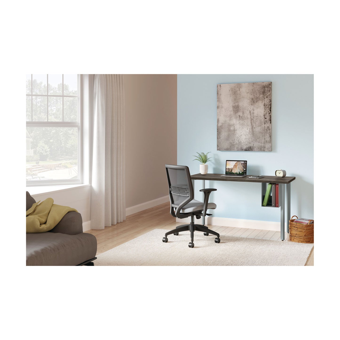 Coze Writing Desk Worksurface, Rectangular, 42" X 24", Florence Walnut