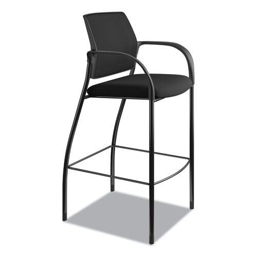 Ignition 2.0 Ilira-stretch Mesh Back Cafe Height Stool, Supports Up To 300 Lb, 31" High Seat, Black Seat/back, Black Base