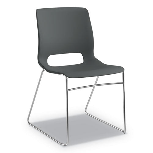 Motivate High-density Stacking Chair, Supports Up To 300 Lb, 17.75" Seat Height, Onyx Seat, Black Back, Chrome Base, 4/carton