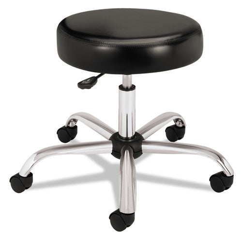 Adjustable Task/lab Stool, Backless, Supports Up To 250 Lb, 17.25" To 22" Seat Height, Black Seat, Steel Base