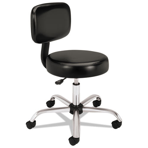 Adjustable Task/lab Stool, Backless, Supports Up To 250 Lb, 17.25" To 22" Seat Height, Black Seat, Steel Base