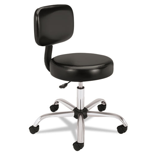 Adjustable Task/lab Stool, Supports Up To 250 Lb, 17.25" To 22" Seat Height, Black Seat/back, Steel Base