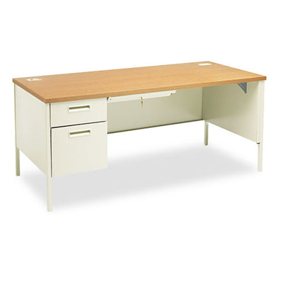 Metro Classic Series Right Pedestal "l" Workstation Desk, 66" X 30" X 29.5", Mahogany/charcoal