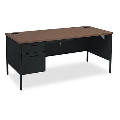 Metro Classic Series Left Pedestal "l" Workstation Desk, 66" X 30" X 29.5", Mocha/black