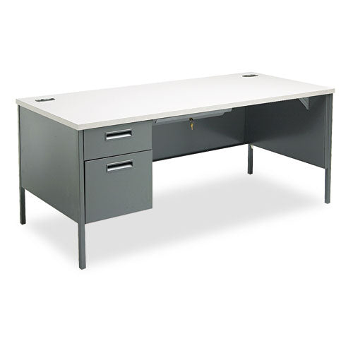 Metro Classic Series Left Pedestal "l" Workstation Desk, 66" X 30" X 29.5", Mahogany/charcoal