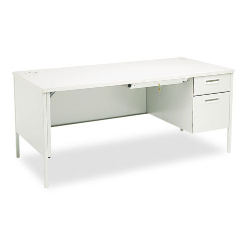 Metro Classic Series Left Pedestal "l" Workstation Desk, 66" X 30" X 29.5", Mahogany/charcoal