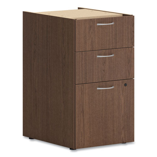 Mod Support Pedestal, Left Or Right, 3-drawers: Box/box/file, Legal/letter, Sepia Walnut, 15" X 20" X 28"