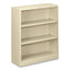 Metal Bookcase, Three-shelf, 34.5w X 12.63d X 41h, Putty