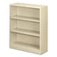 Metal Bookcase, Three-shelf, 34.5w X 12.63d X 41h, Putty