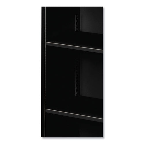 Metal Bookcase, Three-shelf, 34.5w X 12.63d X 41h, Black