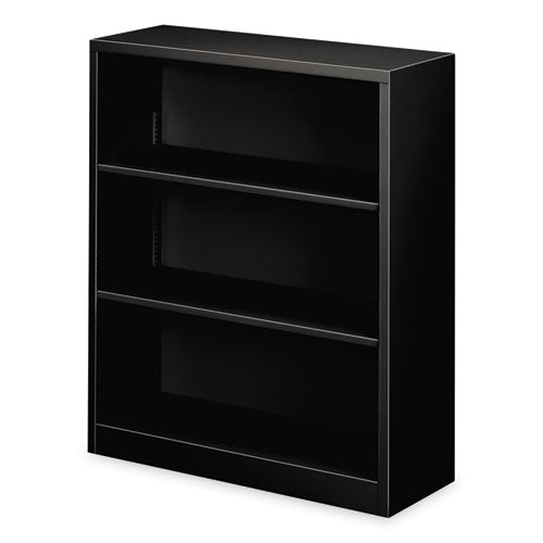 Metal Bookcase, Three-shelf, 34.5w X 12.63d X 41h, Black