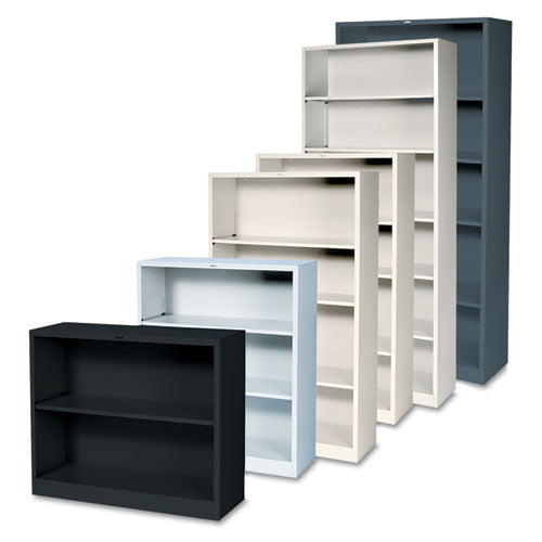 Metal Bookcase, Four-shelf, 34.5w X 12.63d X 59h, Putty