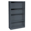 Metal Bookcase, Four-shelf, 34.5w X 12.63d X 59h, Charcoal
