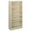 Metal Bookcase, Five-shelf, 34.5w X 12.63d X 71h, Putty