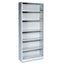 Metal Bookcase, Six-shelf, 34.5w X 12.63d X 81.13h, Light Gray