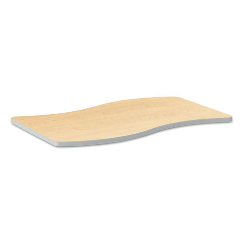 Build Ribbon Shape Table Top, 54w X 30d, Silver Mesh