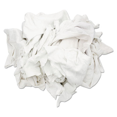 New Bleached White T-shirt Rags, Multi-fabric, 25 Lb Polybag