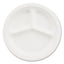 Paper Dinnerware, 3-compartment Plate, 9.25" Dia, White, 500/carton