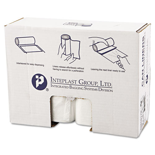 High-density Interleaved Commercial Can Liners, 33 Gal, 16 Microns, 33" X 40", Clear, 25 Bags/roll, 10 Rolls/carton
