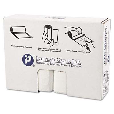 High-density Interleaved Commercial Can Liners, 33 Gal, 17 Microns, 33" X 40", Clear, 25 Bags/roll, 10 Rolls/carton