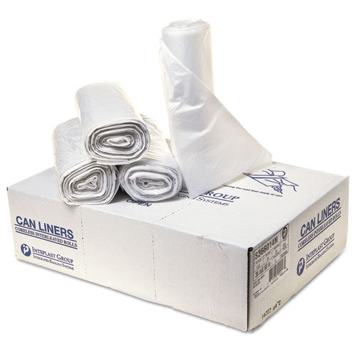 High-density Interleaved Commercial Can Liners, 55 Gal, 14 Microns, 36" X 60", Clear, 25 Bags/roll, 8 Rolls/carton