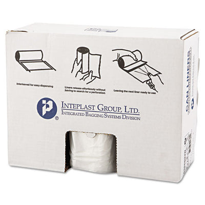 High-density Interleaved Commercial Can Liners, 60 Gal, 22 Microns, 38" X 60", Clear, 25 Bags/roll, 6 Rolls/carton