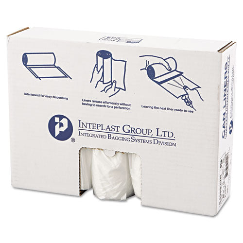 High-density Interleaved Commercial Can Liners, 45 Gal, 12 Microns, 40" X 48", Clear, 25 Bags/roll, 10 Rolls/carton