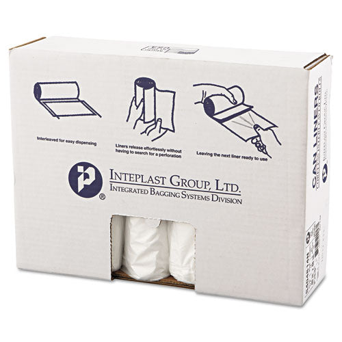 High-density Interleaved Commercial Can Liners, 45 Gal, 14 Microns, 40" X 48", Clear, 25 Bags/roll, 10 Rolls/carton