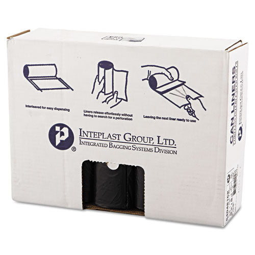High-density Interleaved Commercial Can Liners, 45 Gal, 16 Microns, 40" X 48", Black, 25 Bags/roll, 10 Rolls/carton