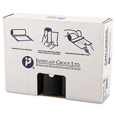 High-density Interleaved Commercial Can Liners, 45 Gal, 16 Microns, 40" X 48", Black, 25 Bags/roll, 10 Rolls/carton
